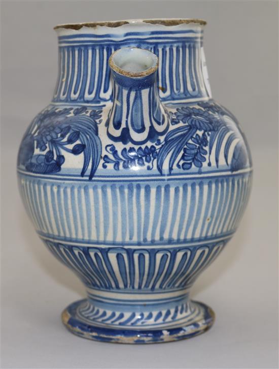 A Ligurian maiolica wet drug jar, 18th century, height 19cm